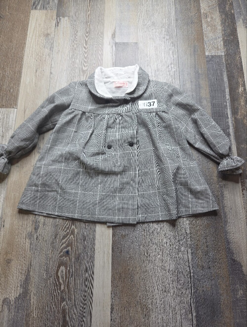 La Coqueta Kids Dress 6 Months Black White Plaid Dress Buttons